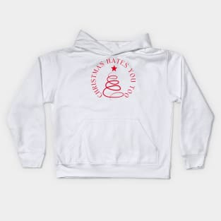Christmas Hates You Too. Christmas Humor. Rude, Offensive, Inappropriate Christmas Design In Red Kids Hoodie
